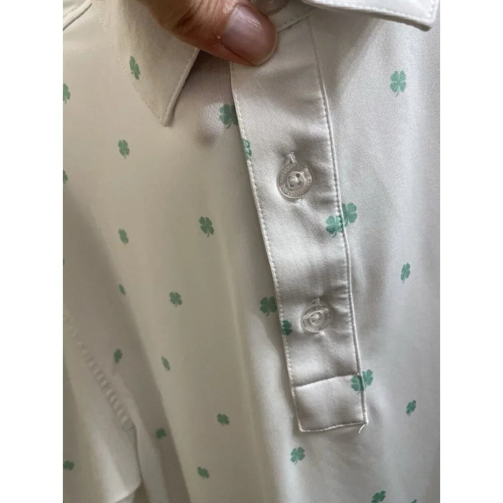 Straight Down Performance Golf Polo Shamrocks Print Men Size Small Duck Hunt - Picture 4 of 12